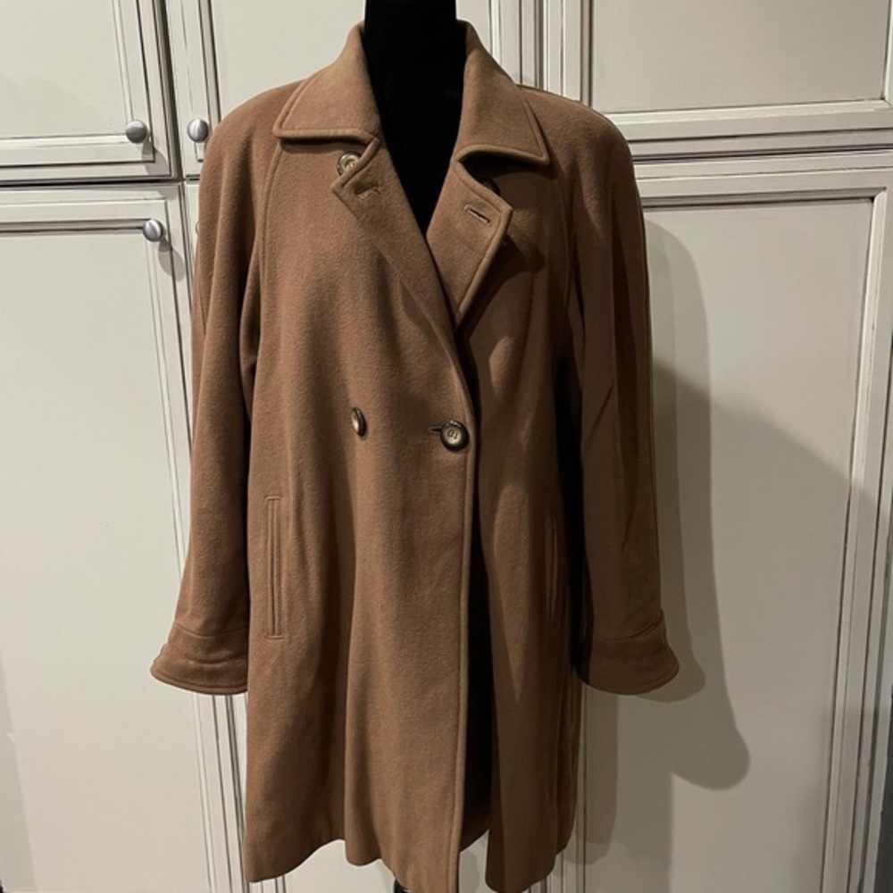 Dittrich Rich Furs Men’s luxury trench pea coat removable fur liner brown tan